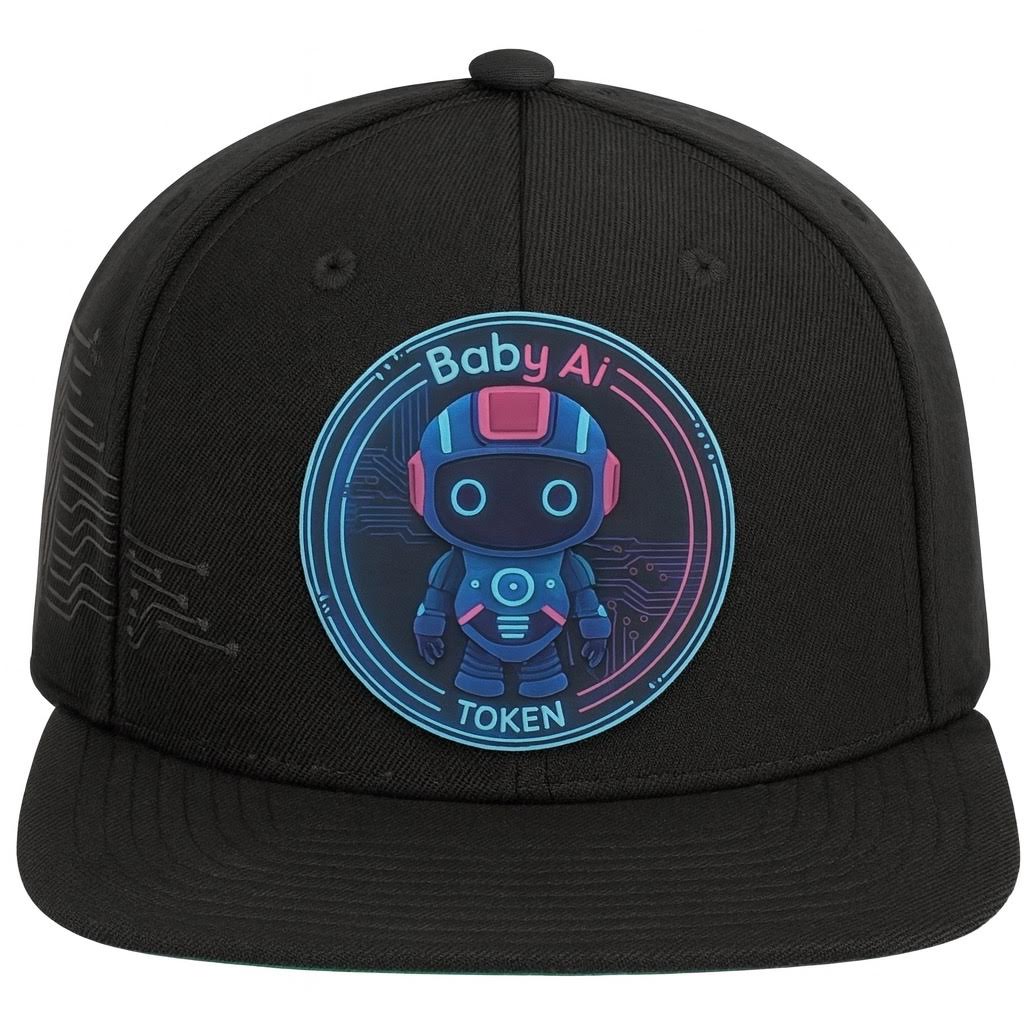Black BabyAi™ snapback with raised rubber logo patch