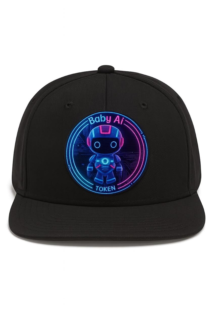 Black BabyAi™ snapback featuring embroidered neon stitch logo